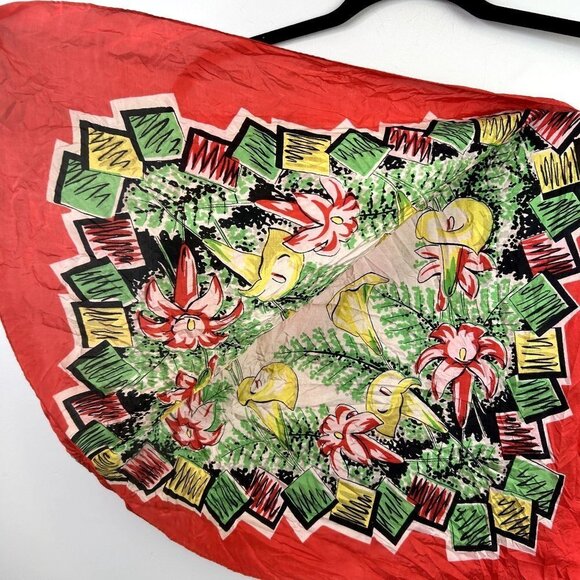 Orange‎ scarf with peace lillies - Picture 4 of 5